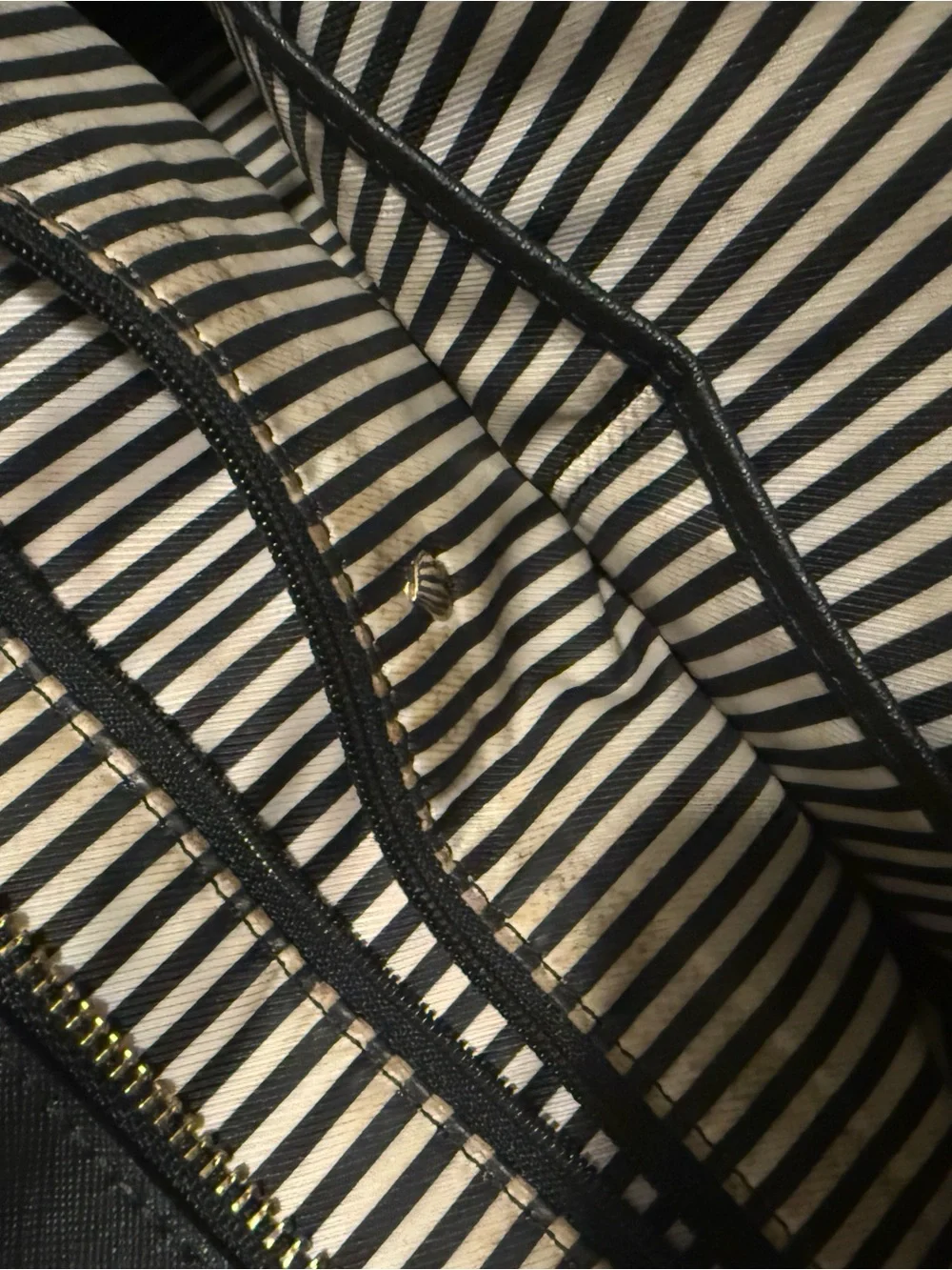 kate spade black leather tote with gold logo